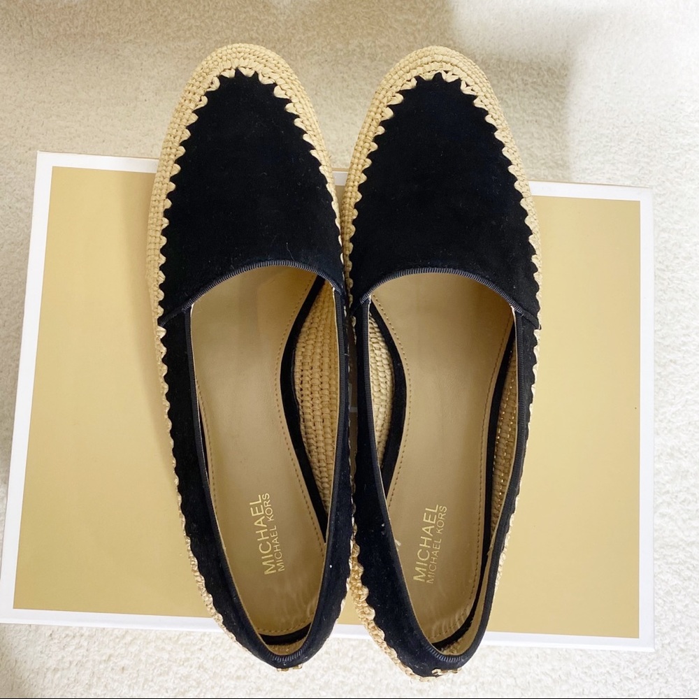{Michael Kors} Bahia Suede and Jute slip on in black